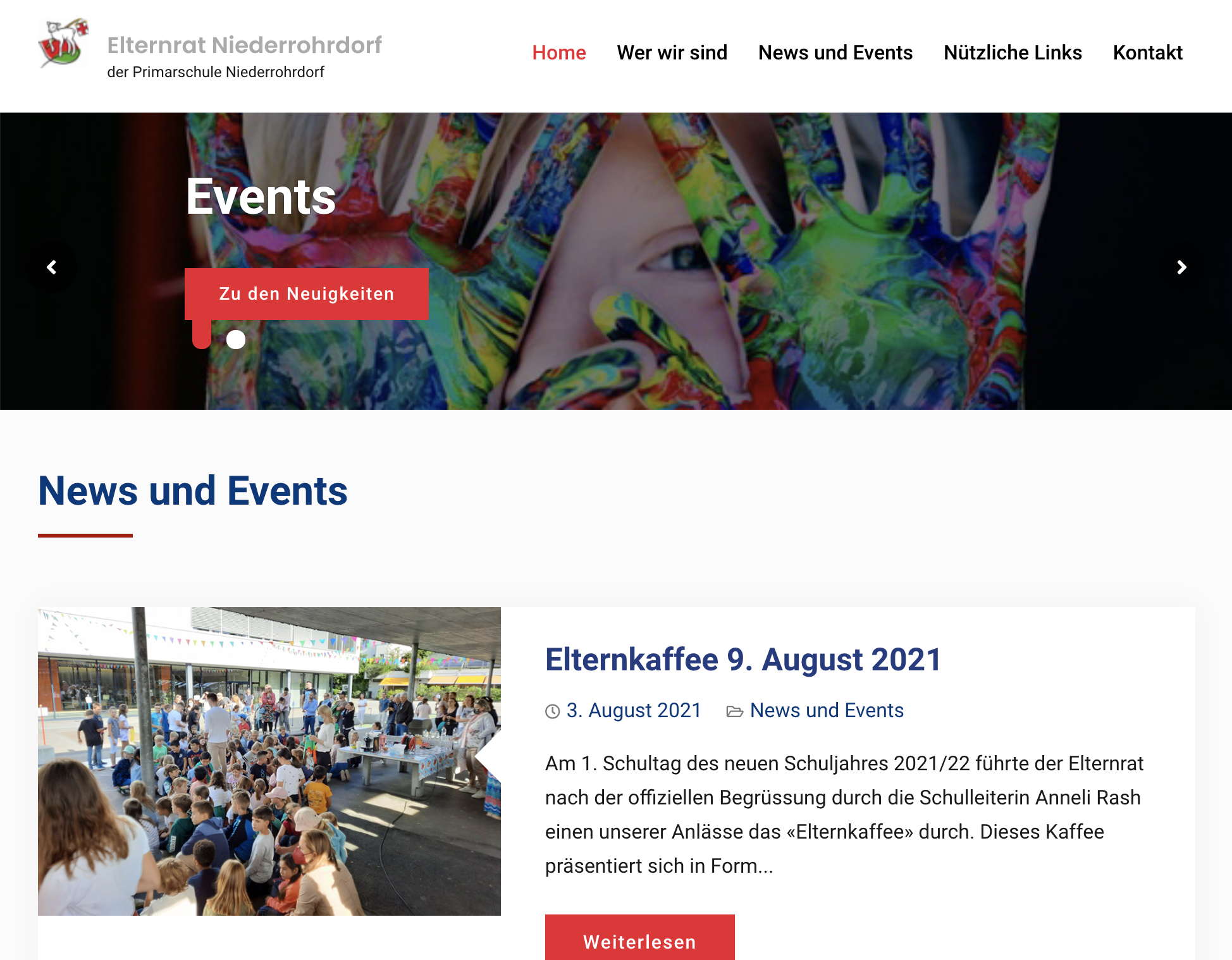 Webseite Elternrat Niederrohrdorf - Commento GmbH